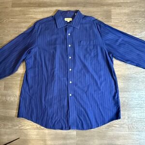 Tommy Bahama Mens Blue Stripe Long Sleeve Button Down Shirt 17 1/2 36 37